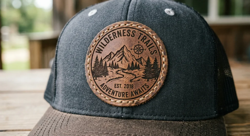 premium leather hat patches engraved