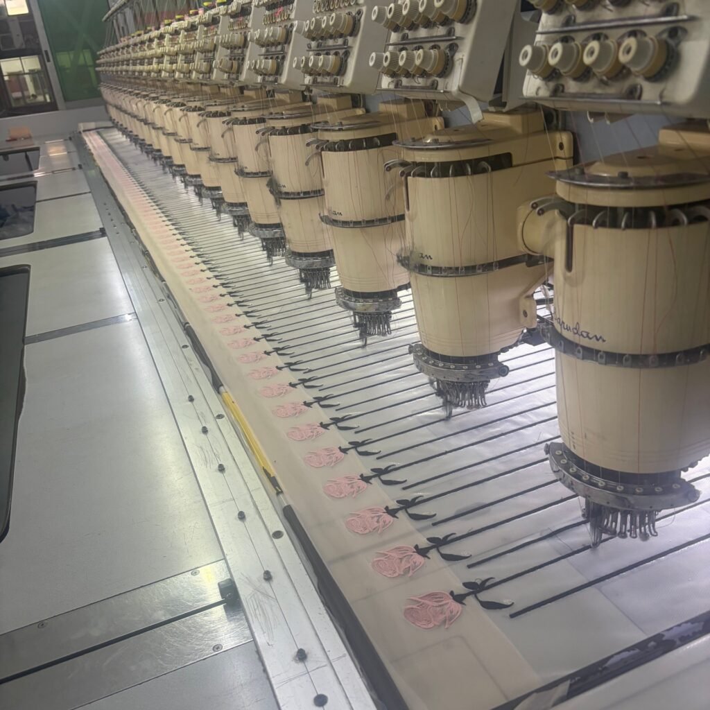 High-volume Tajima production line in our custom patch factory China