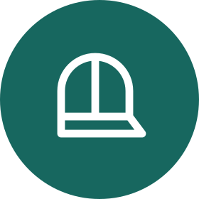 Baseball Cap white line icon on a teal circle