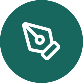 Pen Tool white line icon on a teal circle