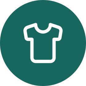 Shirt white line icon on a teal circle