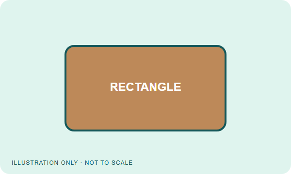 rectangle leather patch outline illustration; no fixed dimensions