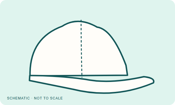 Unstructured cap illustration with a soft irregular crown and center seam